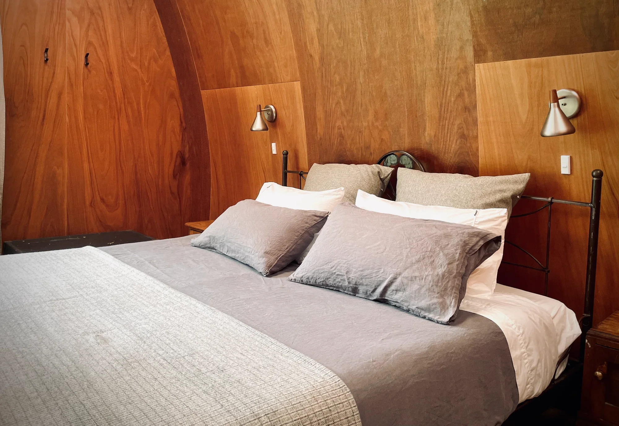 Barn Bunker - bedroom with plywood walls