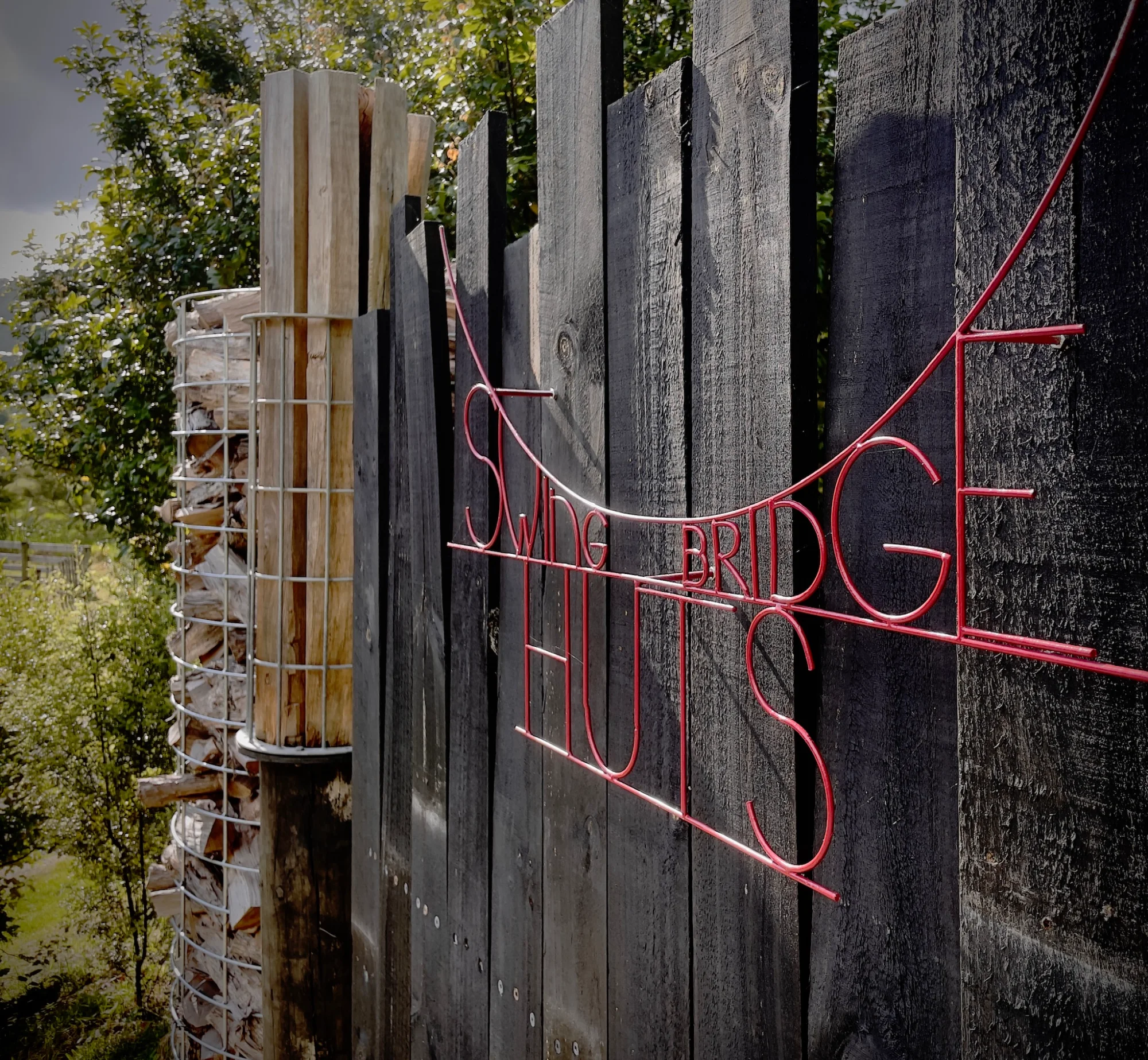 Swing Bridge Huts - gate sign